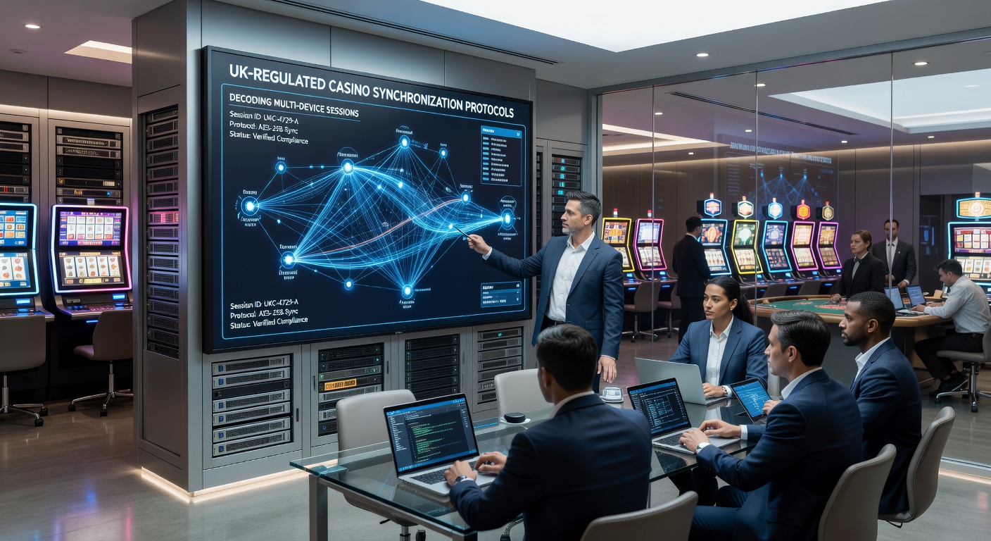 Illustration of real-time game state synchronization across multiple casino devices