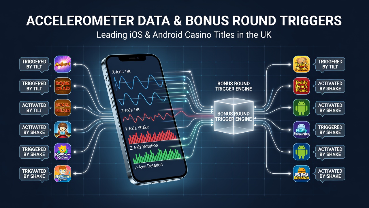 Mobile device showing accelerometer sensor integration in casino game interface