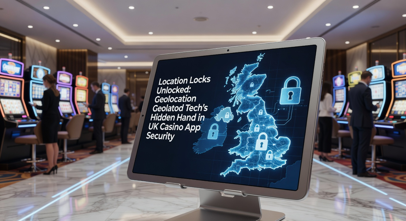 Digital map overlay showing geolocation pins on a UK map with casino app icons securing player locations