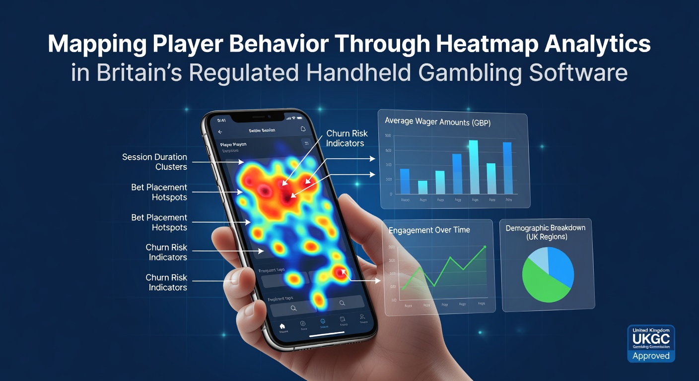 Heatmap visualization overlay on a UK mobile casino app interface showing player interaction zones