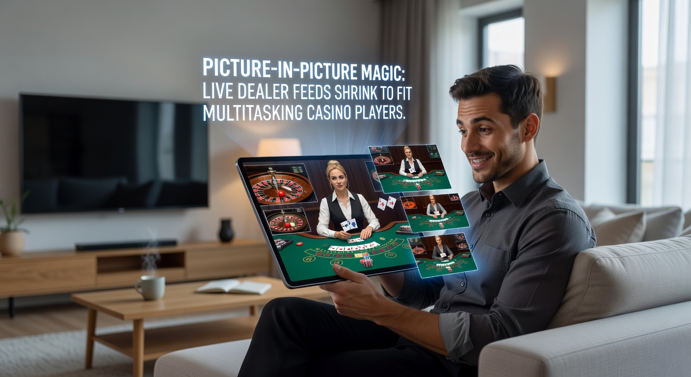 Player multitasking with a floating PiP roulette feed over a web browser on a tablet device