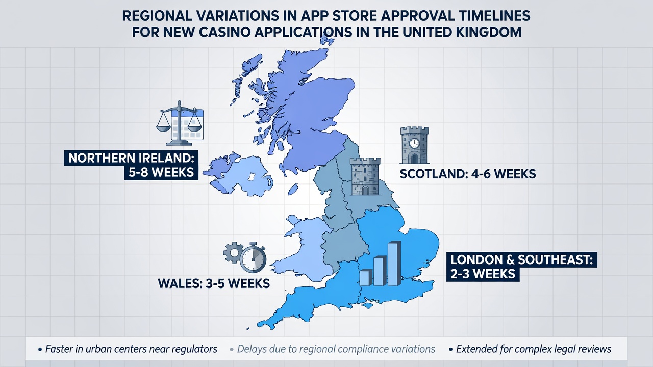 Regional differences in mobile app review timelines for UK casino operators