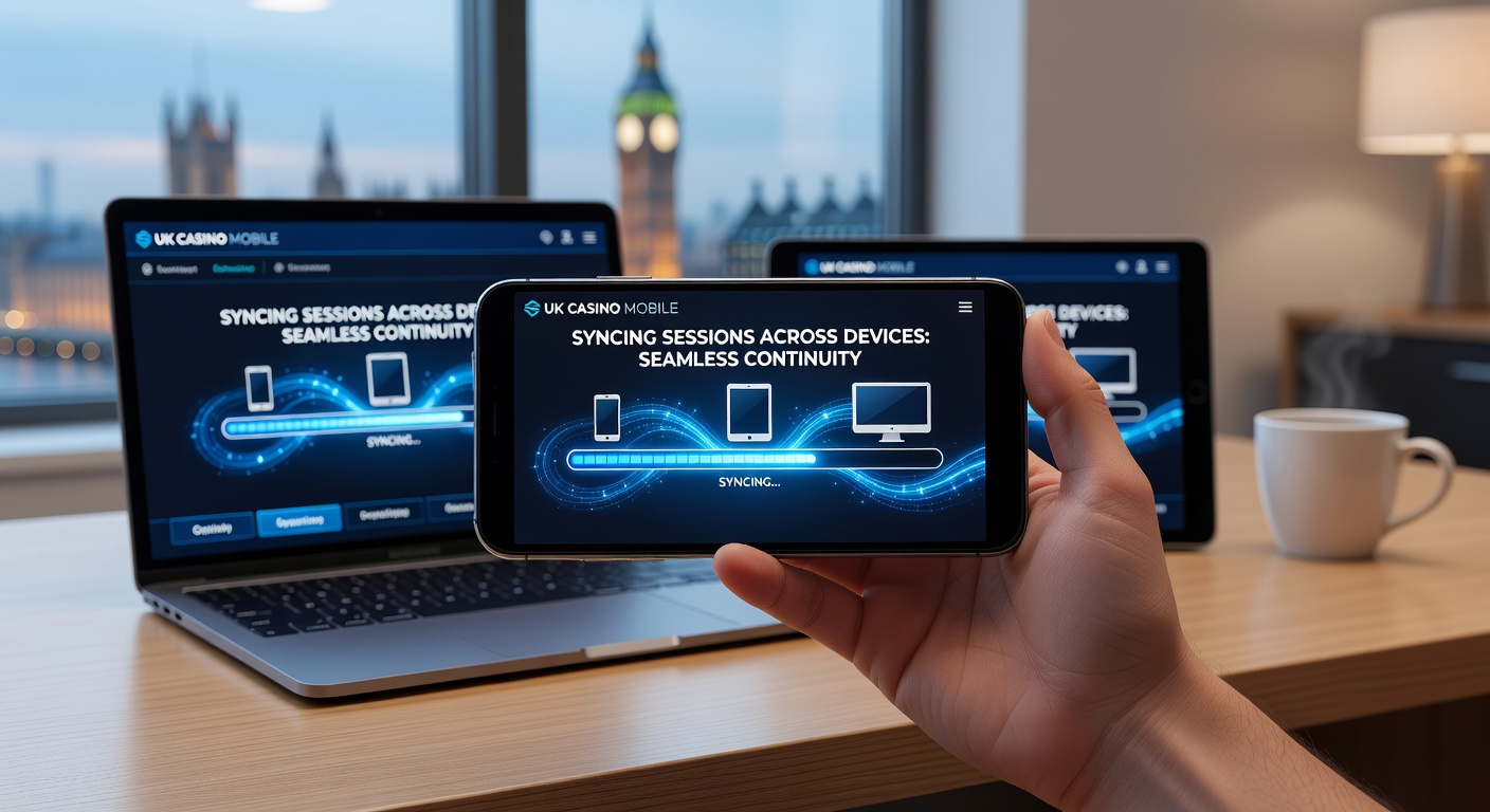 Illustration of a casino app interface syncing a roulette game from phone to laptop in real-time