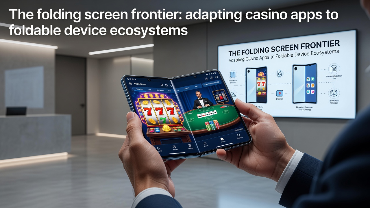 Foldable smartphone displaying a casino app interface with split-screen game views