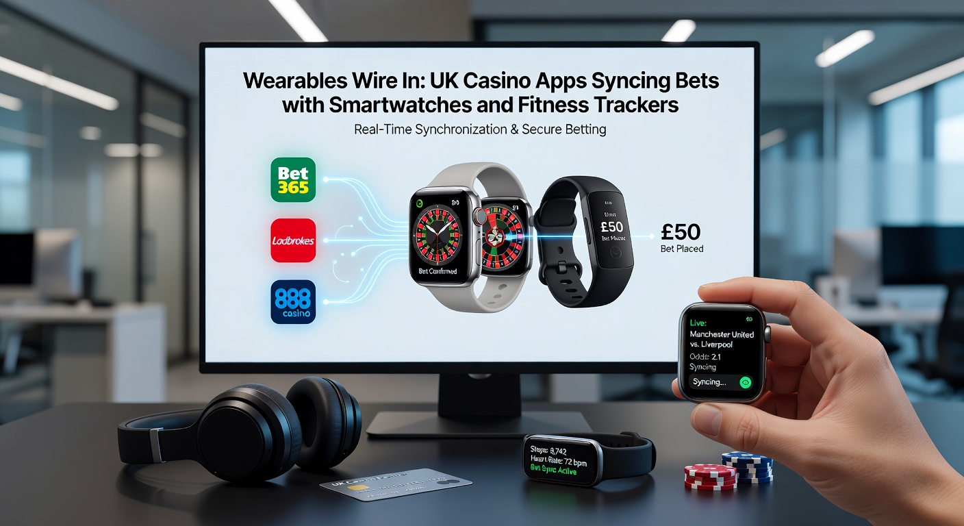 Smartwatch displaying a casino app notification for a live bet on a UK mobile platform, wristband glowing with betting interface